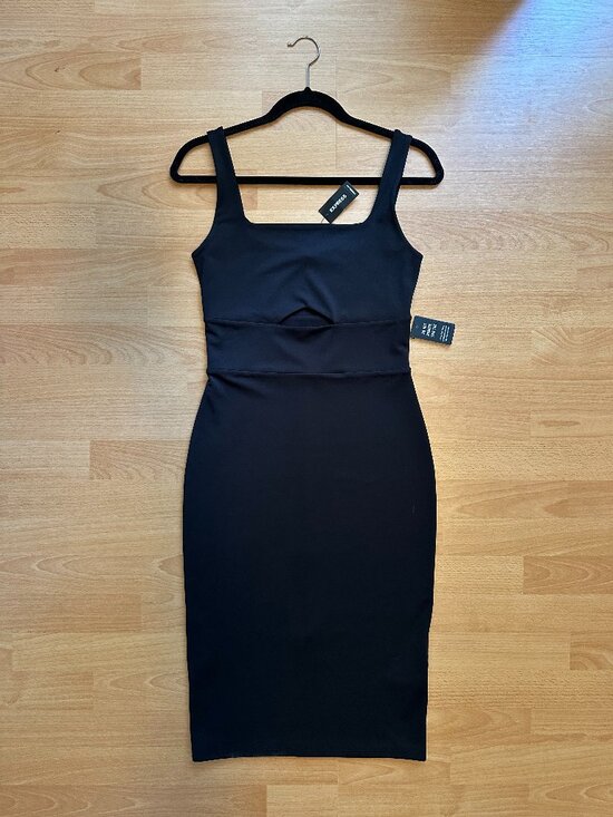 Express Dresses & Skirts - Express Body Contour Square Neck Knit Sheath Midi Dress NWT - Black (S)